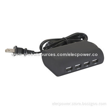 4USB Output, 5V 6.2A, Fixed AC Cable, Charger Station for iPhone, iPad, Tablet PCs and Mobile Phones
